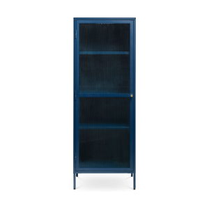 Olivine Katja Smalle Metalen Vitrinekast met Ribglas – B 58 cm – Blauw Olivine Katja Smalle Metalen Vitrinekast met Ribglas – B 58 cm – Blauw