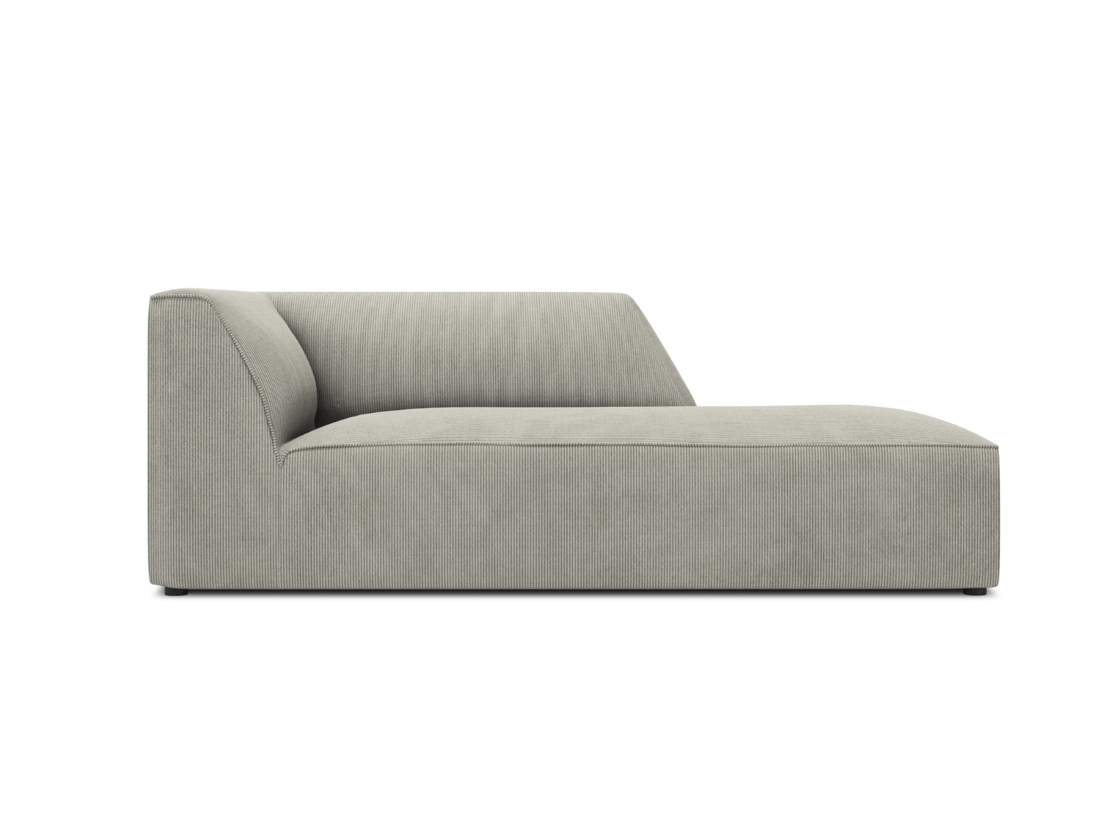 Micadoni rechter chaise longue Ruby ribfluwelen, lichtgrijs - 180x93x6