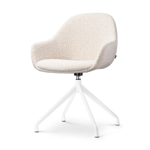 Nolon Nola-Mae Eetkamerstoel Bouclé Beige – Draaibaar Wit Onderstel Nolon Nola-Mae Eetkamerstoel Bouclé Beige – Draaibaar Wit Onderstel