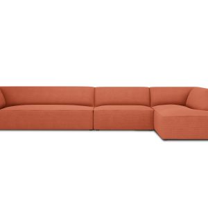 Micadoni rechter hoekbank Ruby 5-zits, structurele stof, koraal – 180x Micadoni rechter hoekbank Ruby 5-zits, structurele stof, koraal – 180x