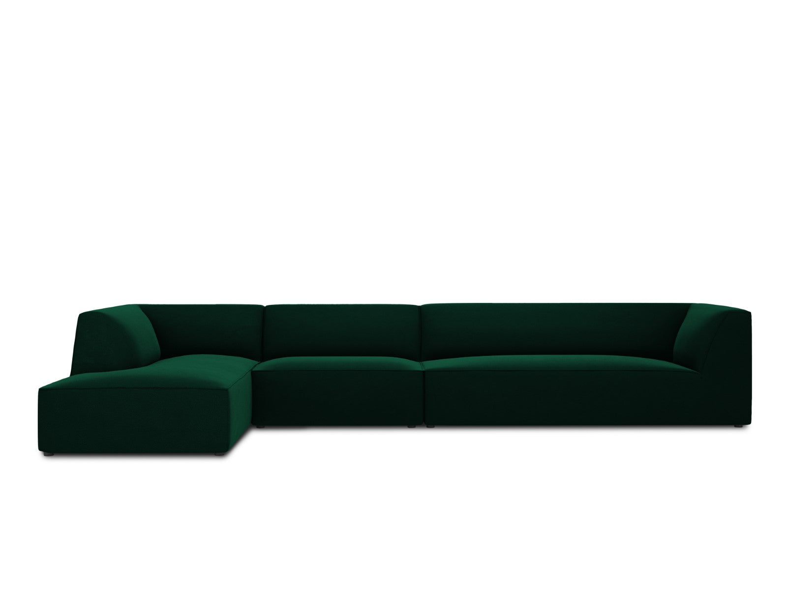Micadoni linker hoekbank Ruby 5-zits, flueel, flessengroen - 180x366x6