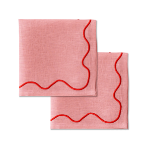 Kulu Club servetten Wavy – 100% linnen – roze – set van 2 Kulu Club servetten Wavy – 100% linnen – roze – set van 2