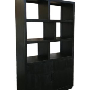 Livingfurn vitrinekast Jaxx – 120cm – mangohout – zwart