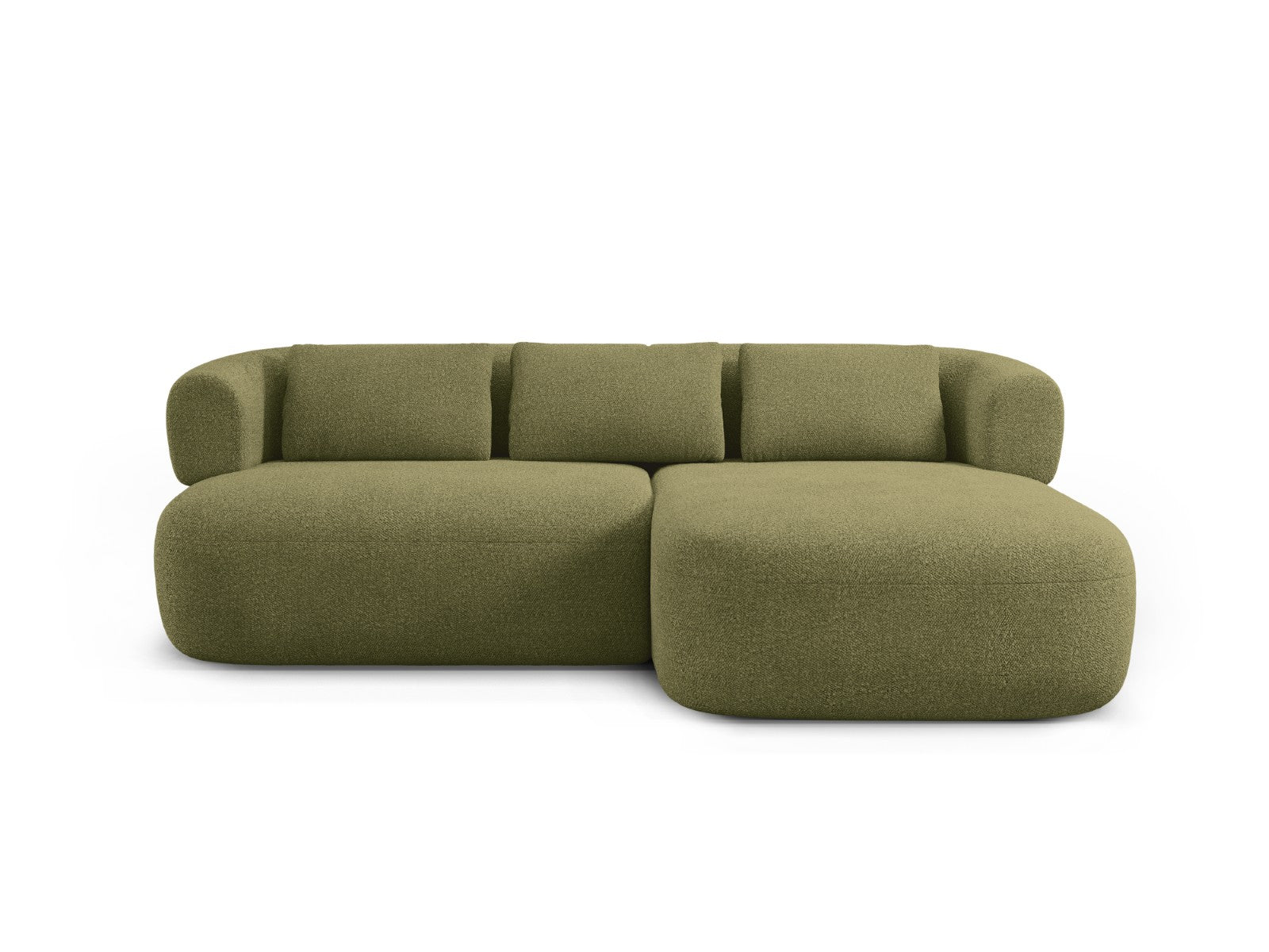 Micadoni rechter hoekbank Jenny 5-zits, boucle groente - 145x200x73cm