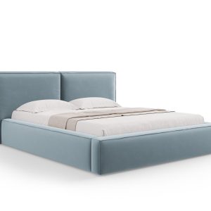 Micadoni Opbergbed met hoofdeinde Jodie 160x200cm, flueel, lichtblauw Micadoni Opbergbed met hoofdeinde Jodie 160x200cm, flueel, lichtblauw
