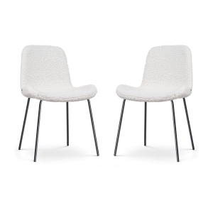 Nolon Nora-Fé Eetkamerstoelen Set van 2 – Teddy Wit – Zwarte Poten Nolon Nora-Fé Eetkamerstoelen Set van 2 – Teddy Wit – Zwarte Poten