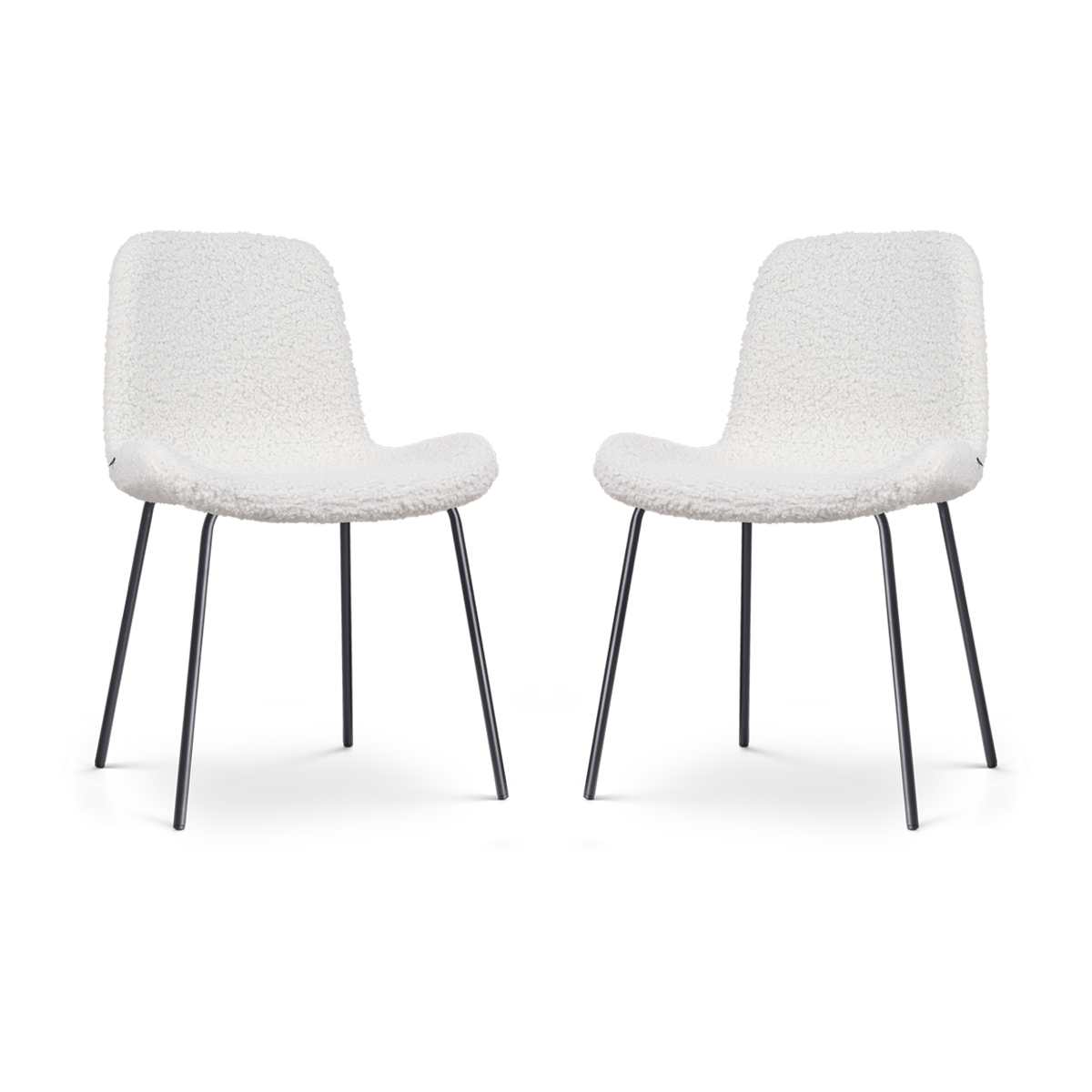 Nolon Nora-Fé Eetkamerstoelen Set van 2 - Teddy Wit - Zwarte Poten
