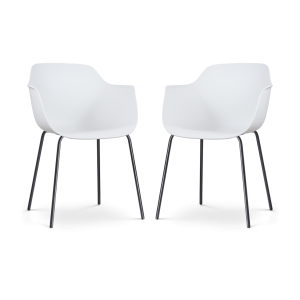 Nolon Nora-Puk Eetkamerstoelen Set van 2 – Wit – Zwart Onderstel Nolon Nora-Puk Eetkamerstoelen Set van 2 – Wit – Zwart Onderstel