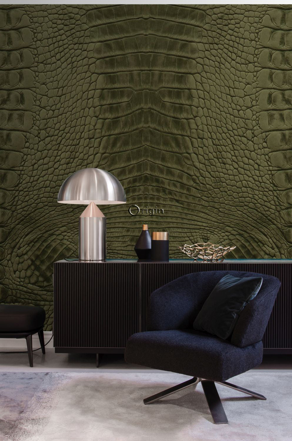 Origin Wallcoverings fotobehang krokodillenhuid mosgroen - 300 x 279 c