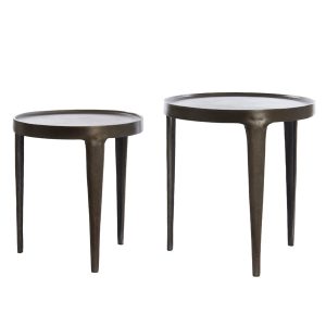 Light & Living bijzettafel TOBIAS – Ø43×45.5cm – bruin – Set van 2