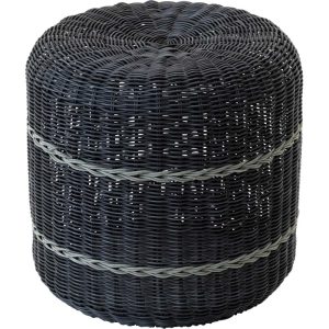Lesli Living poef Saigon – zwart – Ø41x40cm Lesli Living poef Saigon – zwart – Ø41x40cm