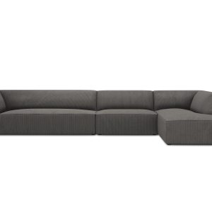 Micadoni rechter hoekbank Ruby 5-zits, ribfluwelen, donkergrijs – 180x Micadoni rechter hoekbank Ruby 5-zits, ribfluwelen, donkergrijs – 180x