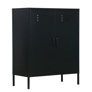 MaximaVida metalen lockerkast Finn 80 x 40 x 102 cm zwart – 2 schappen MaximaVida metalen lockerkast Finn 80 x 40 x 102 cm zwart – 2 schappen
