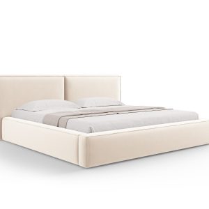Micadoni Opbergbed met hoofdeinde Jodie 200x200cm, flueel, lichtbeige Micadoni Opbergbed met hoofdeinde Jodie 200x200cm, flueel, lichtbeige