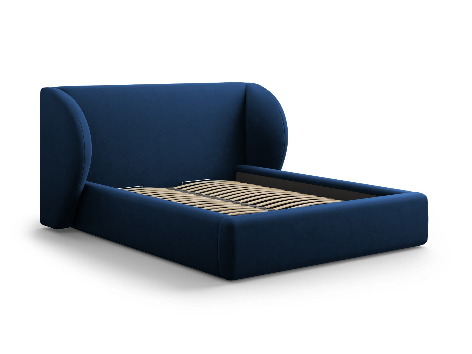 Micadoni Opbergbed met hoofdeinde Miley 200x200cm, flueel, koningsblau
