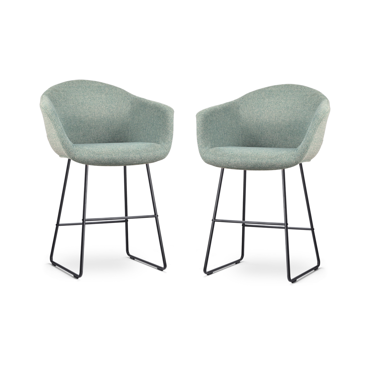 Nolon Nino-Otis Barkrukken Set van 2 - Zacht groen - Zwart - 65 cm