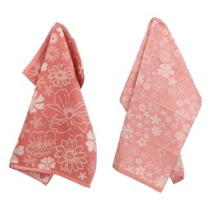 Luxe Keukendoek en Theedoek Flowerbed Roze – Bunzlau Castle – 100% bio