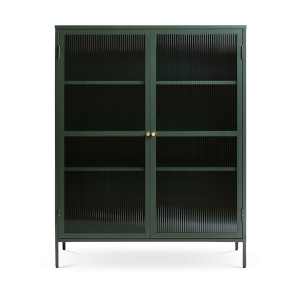 Olivine Katja Metalen Vitrinekast met Ribglas – B 111 cm – Groen Olivine Katja Metalen Vitrinekast met Ribglas – B 111 cm – Groen