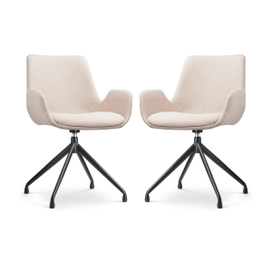 Nolon Nola-Eef Draaibare Eetkamerstoelen Beige – Zwart – 2x Nolon Nola-Eef Draaibare Eetkamerstoelen Beige – Zwart – 2x
