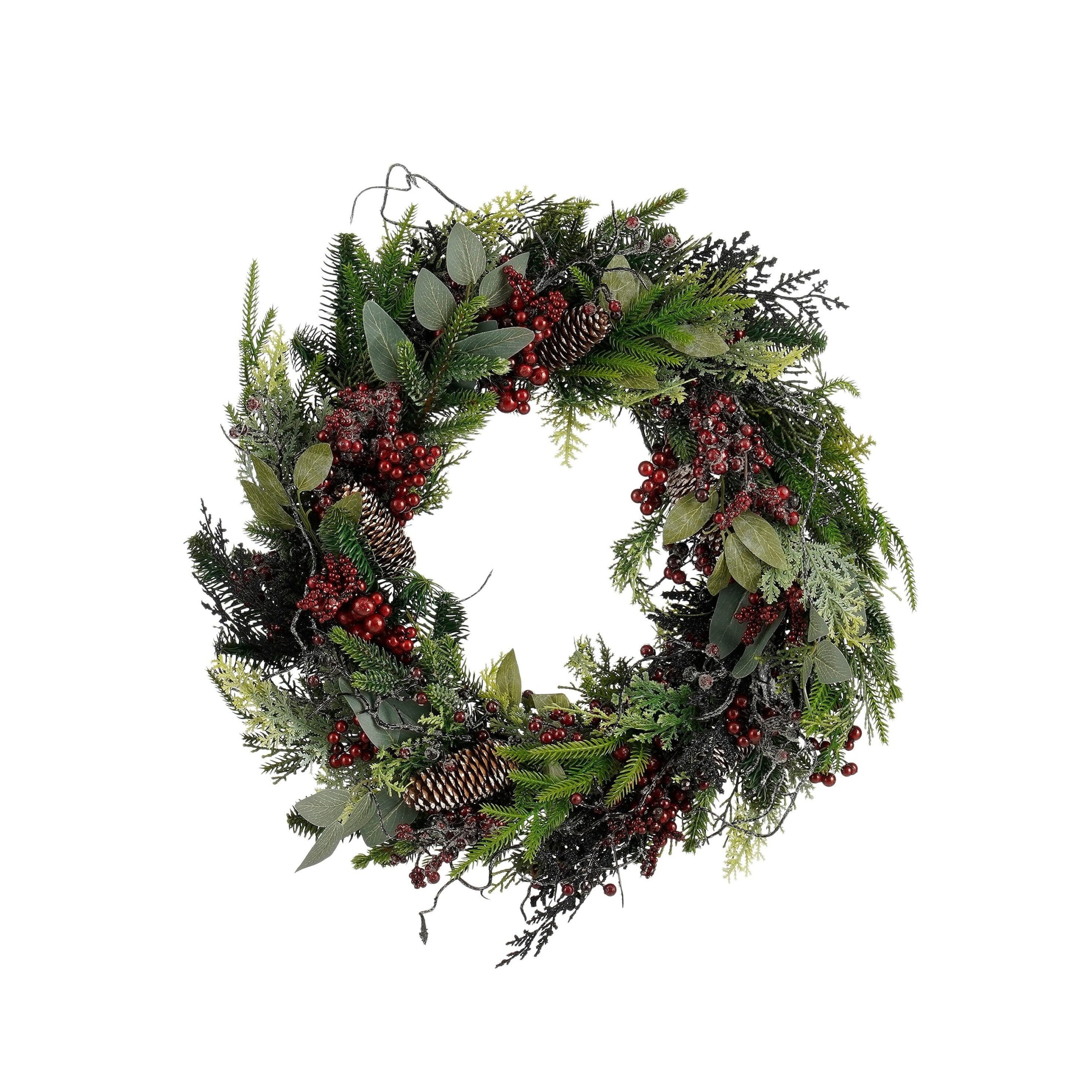 Mica Decorations Bodi Kerstkrans met Dennenappels - H13 x Ø50 cm - Bor