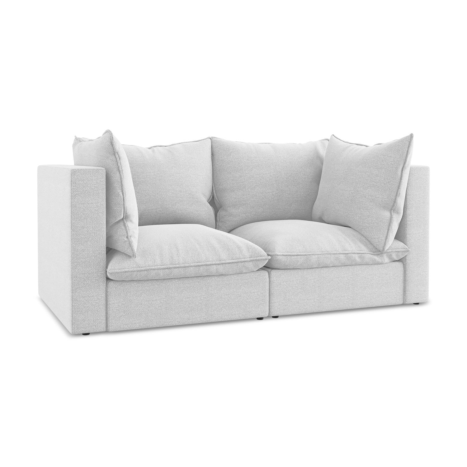 LaMiaSofa Tweezits modulaire bank Ravenna - bouclé - zilver - 180x90x7