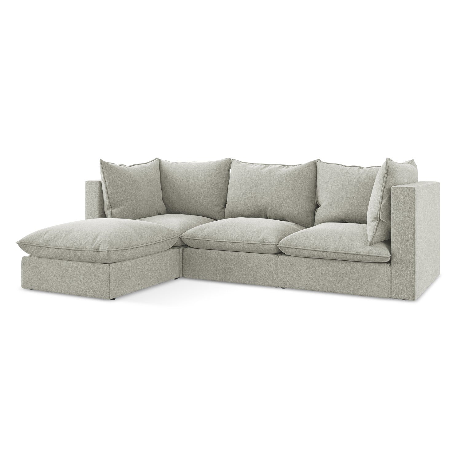 LaMiaSofa hoekbank links Ravenna - velours - lichtgrijs - 255x165x77