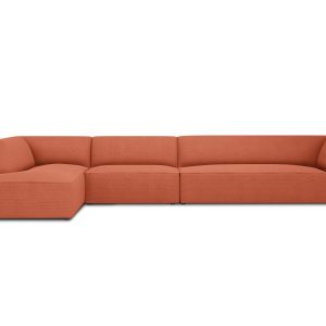 Micadoni linker hoekbank Ruby 5-zits, structurele stof, koraal – 180×3 Micadoni linker hoekbank Ruby 5-zits, structurele stof, koraal – 180×3