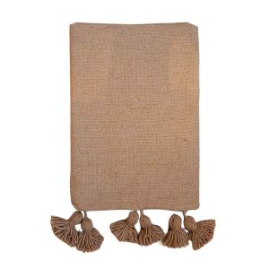 NOA MAY Plaid Pom Pom – camel – 95 x 175 cm NOA MAY Plaid Pom Pom – camel – 95 x 175 cm