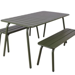 MaximaVida metalen picknickset Max 150 cm olijfgroen – 3-delig MaximaVida metalen picknickset Max 150 cm olijfgroen – 3-delig