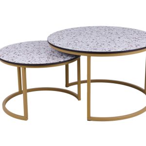 MaximaVida ronde salontafel set Lucca XL 75 en 58 cm champagne goud – MaximaVida ronde salontafel set Lucca XL 75 en 58 cm champagne goud –