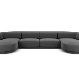 Micadoni Panoramische bank Miley 5-zits, flueel, grijs – 156x330x70cm Micadoni Panoramische bank Miley 5-zits, flueel, grijs – 156x330x70cm