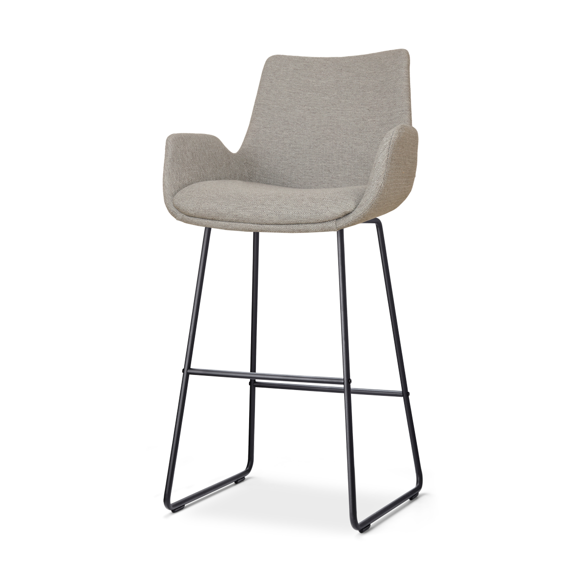 Nolon Nino-Eef Barkruk Warm Grijs - met Armleuning - Zwart - 75 cm