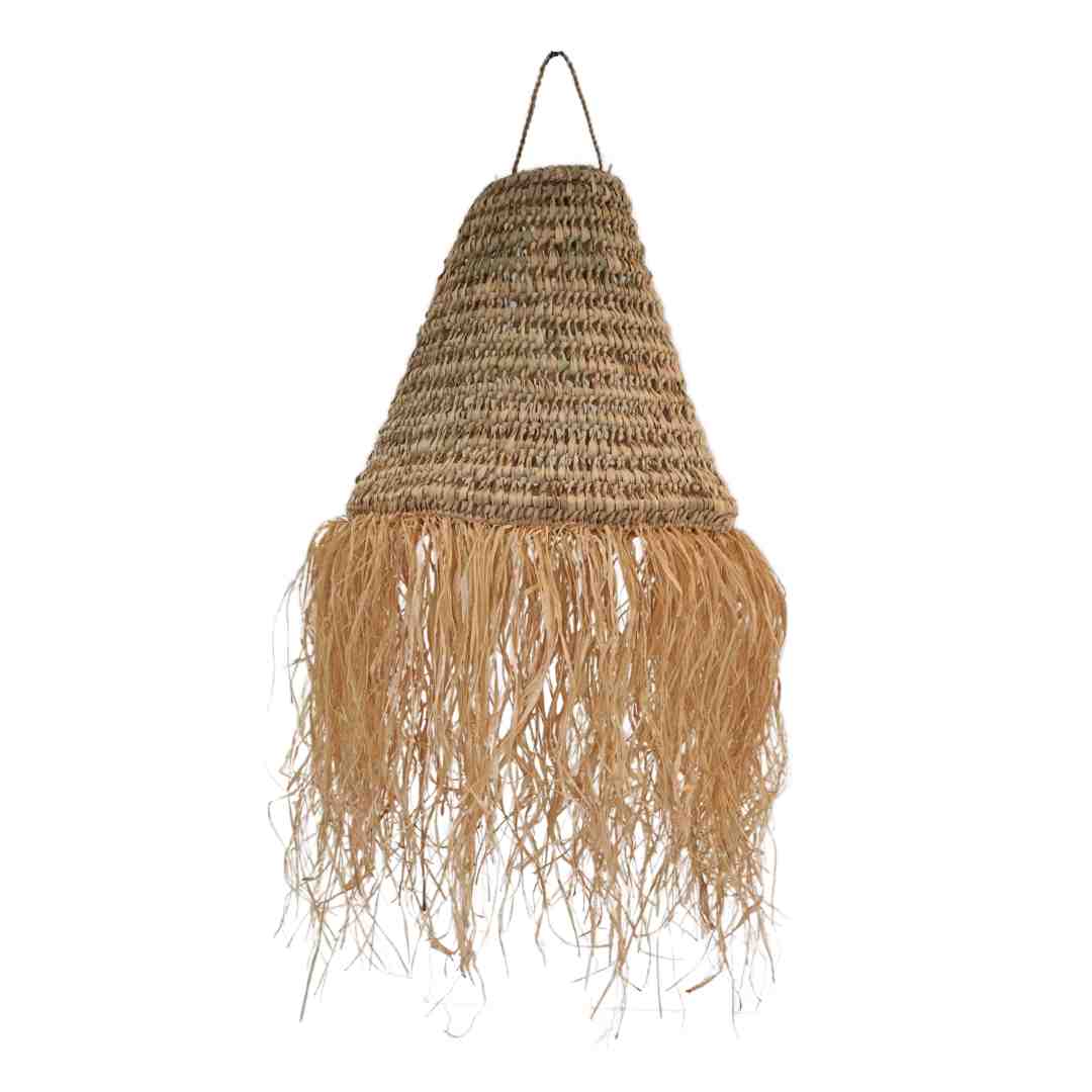 NOA MAY Hanglamp Talulah - bruin - raffia - Ø 45 cm / ca. H 120 cm - b
