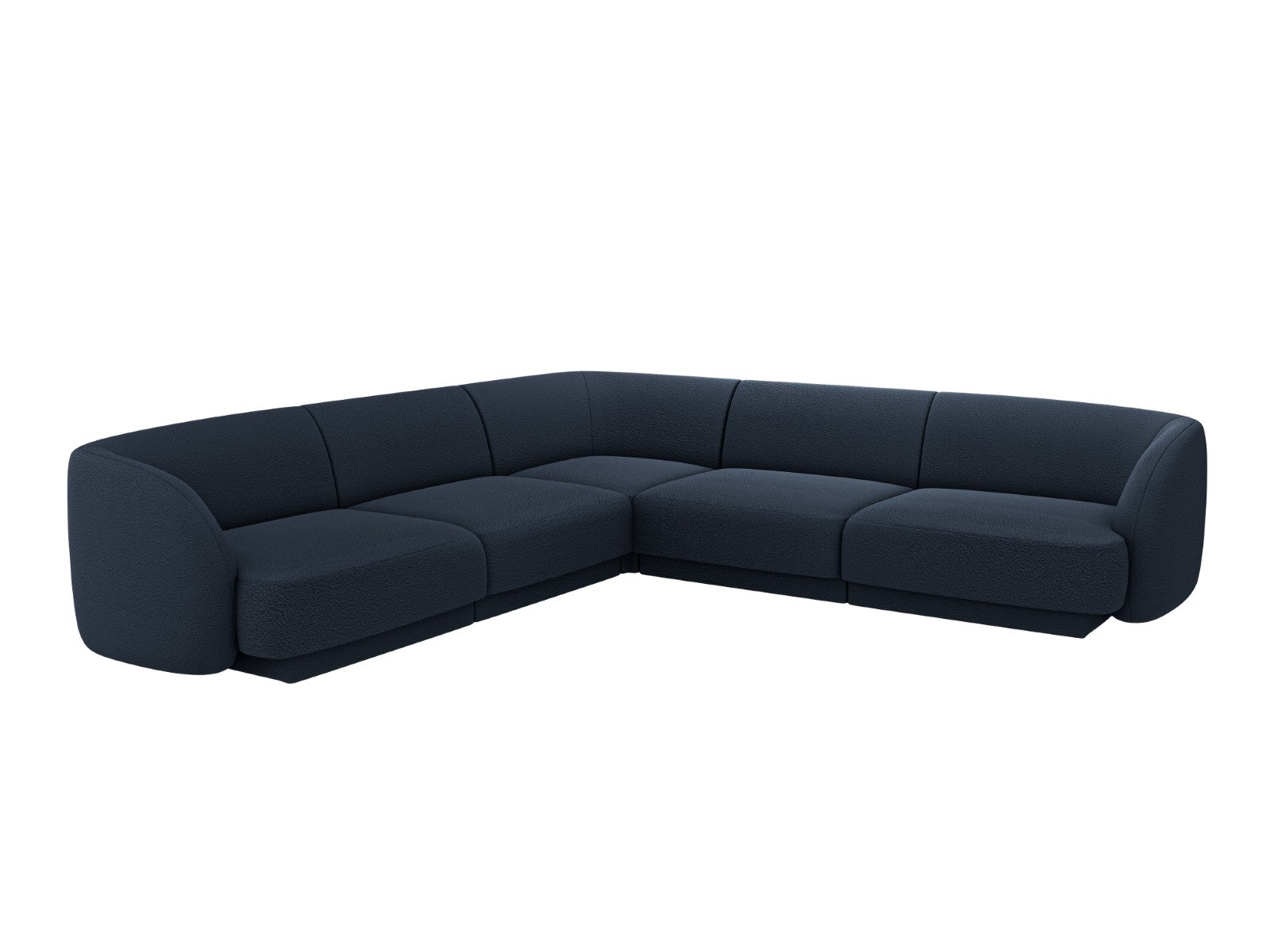 Micadoni Symmetrische hoekbank Miley 5-zits, boucle donkerblauw - 255x