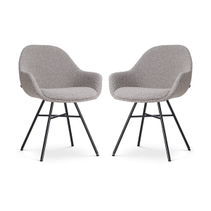 Nolon Noa-Mae Eetkamerstoelen Set van 2 – Bouclé Taupe – Zwarte Poten Nolon Noa-Mae Eetkamerstoelen Set van 2 – Bouclé Taupe – Zwarte Poten