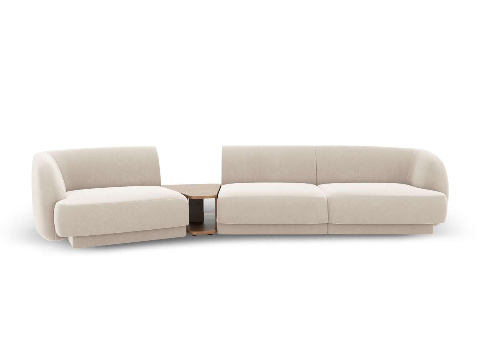 Micadoni linker modulaire bank Miley 3-zits, flueel, lichtbeige - 126x