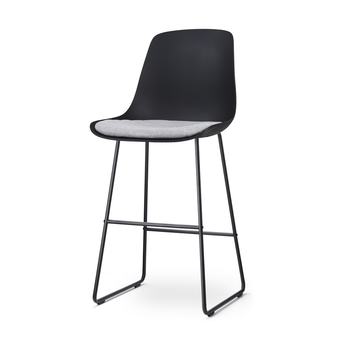 Nolon Nino-Liv Barkruk Zwart - Lichtgrijs Kussen - Zwart Frame - 75 cm