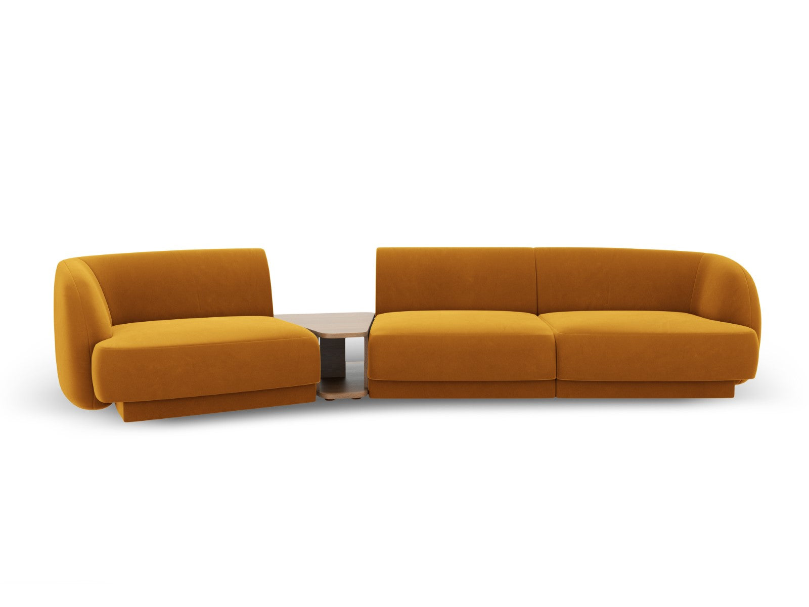 Micadoni linker modulaire bank Miley 3-zits, flueel, geel - 126x303x70