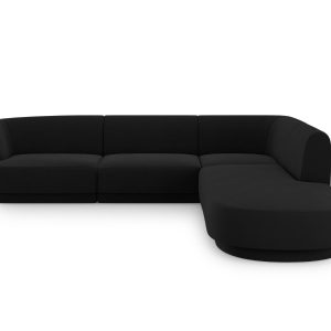Micadoni rechter hoekbank Miley 6-zits, flueel, zwart – 248x255x70cm Micadoni rechter hoekbank Miley 6-zits, flueel, zwart – 248x255x70cm