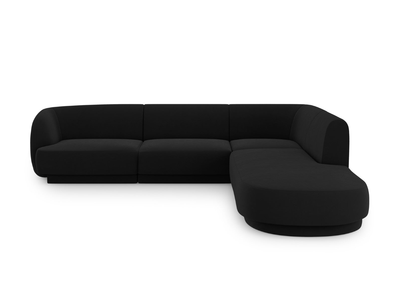 Micadoni rechter hoekbank Miley 6-zits, flueel, zwart - 248x255x70cm