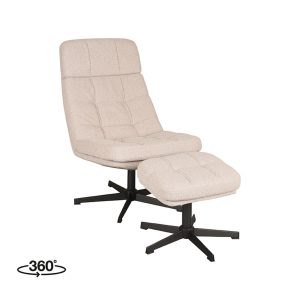 LABEL51 Fauteuil Alvar – Naturel Bouclé – Incl. Hocker – 57x53x83cm LABEL51 Fauteuil Alvar – Naturel Bouclé – Incl. Hocker – 57x53x83cm
