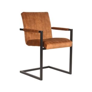 LABEL51 Eetkamerstoel Milo – Oranje Velvet – Set van 2