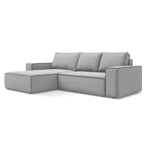 LaMiaSofa hoekbank links Livorno – velours – grijs – 290x185x82 LaMiaSofa hoekbank links Livorno – velours – grijs – 290x185x82