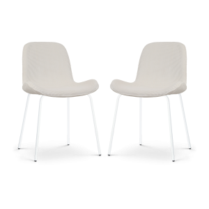 Nolon Nora-Fé Eetkamerstoelen Set van 2 – Rib Crème – Witte Poten Nolon Nora-Fé Eetkamerstoelen Set van 2 – Rib Crème – Witte Poten