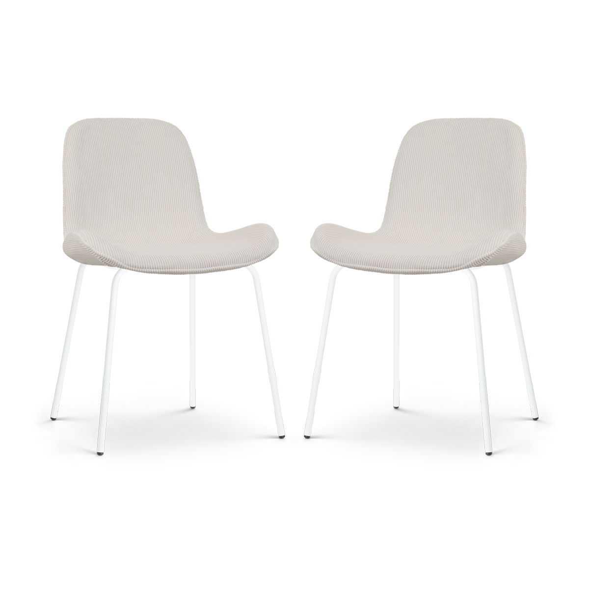 Nolon Nora-Fé Eetkamerstoelen Set van 2 - Rib Crème - Witte Poten