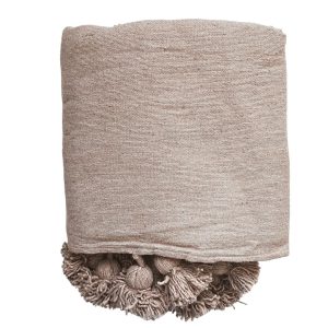 MÔMÉ Plaid Pom Pom – taupe – 230 x 260 cm MÔMÉ Plaid Pom Pom – taupe – 230 x 260 cm