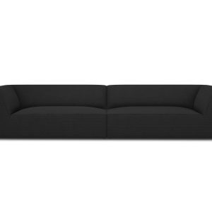 Micadoni Bank Ruby 4-zits, structurele stof, zwart – 93x302x69cm