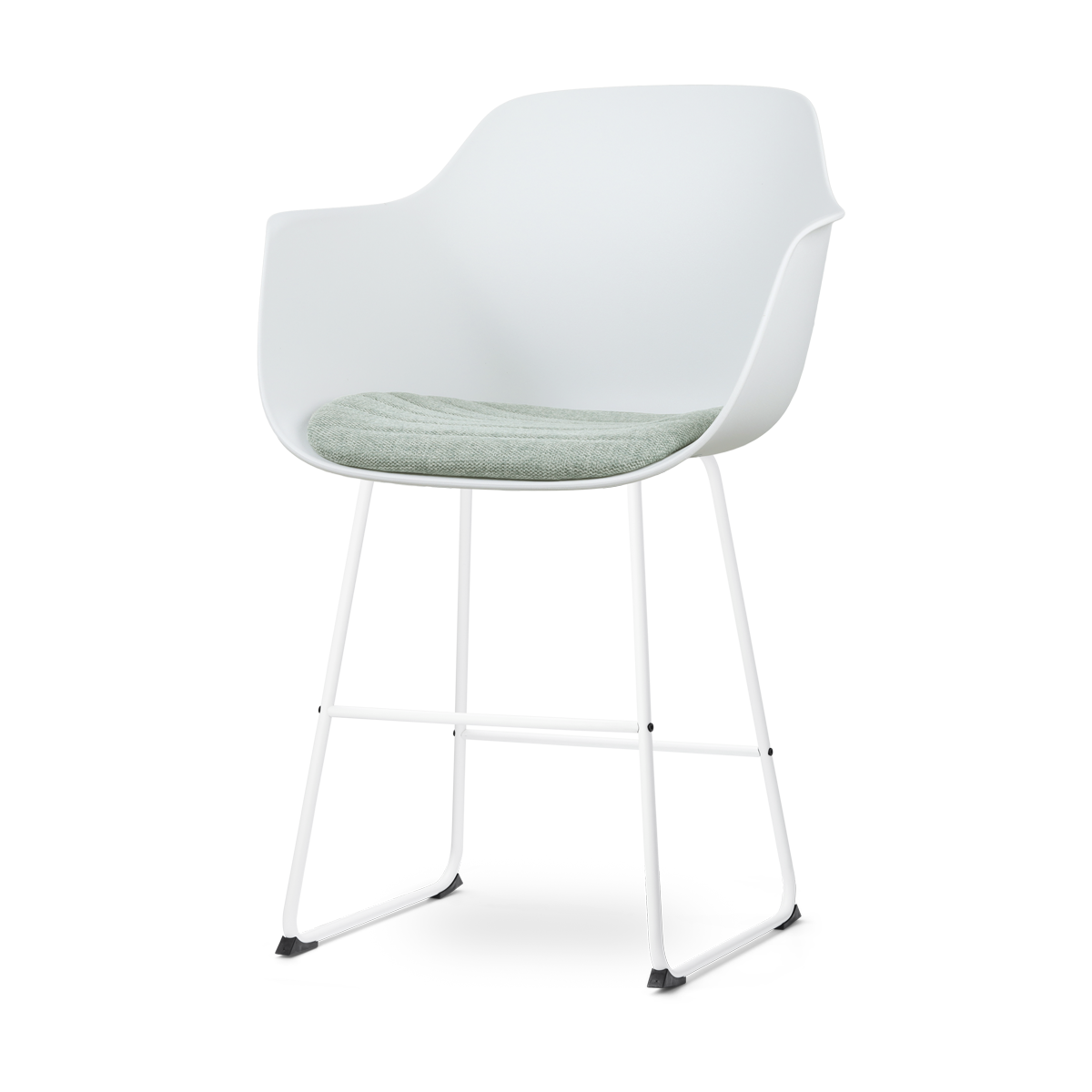 Nolon Nino-Liz Barkruk Wit - Zacht Groen Kussen - Wit Frame - 65 cm