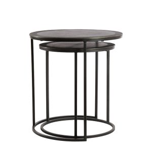 Light & Living bijzettafel TALCA – Ø49×50.5cm – zwart – Set van 2