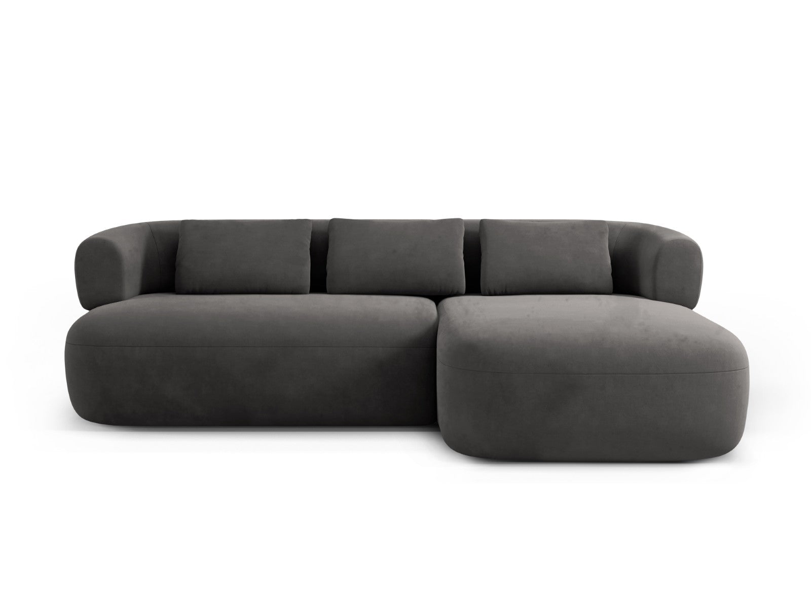 Micadoni rechter hoekbank Jenny 5-zits, flueel donkergrijs - 145x225x7